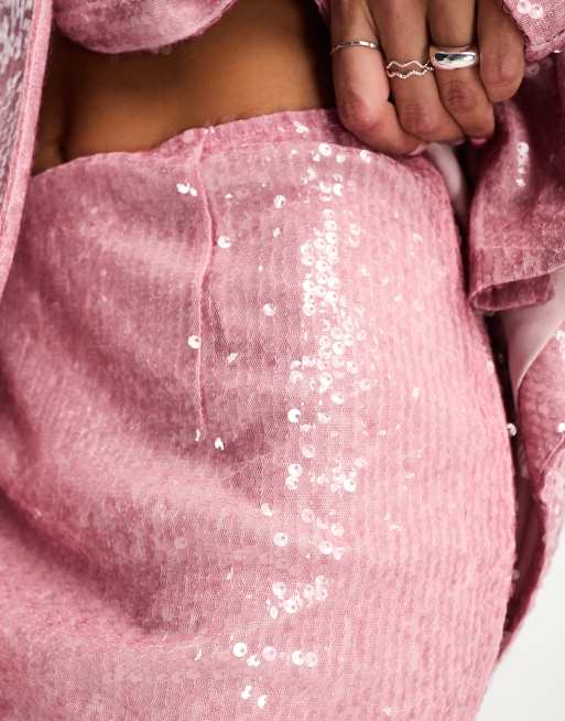 Kyo The Brand – Minirock in Rosa mit Pailletten, Kombiteil, 3 von 4