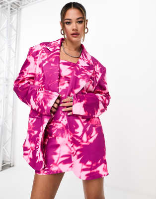 Kyo The Brand oversized blazer co-ord in pink dye print