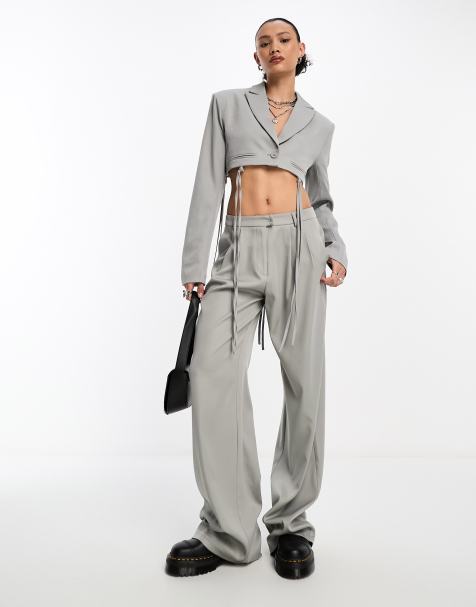 Kyo The Brand - Pantaloni sartoriali comodi a fondo ampio grigi in coordinato - view 1