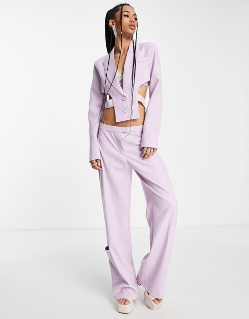 Kyo The Brand - Syrenfarvet cropped blazer med udskæringsdetaljer og åben ryg - Del af sæt