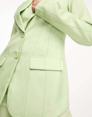 Green on sale pinstripe blazer