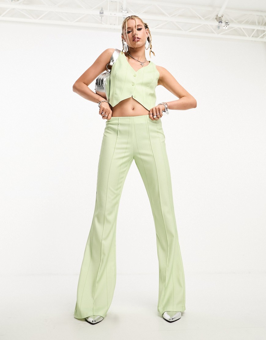 Kyo The Brand Tailored Vest- Part Of A 3-piece Set - In Pistachio Pinstripe-green
