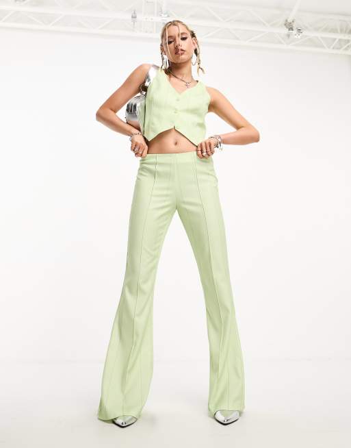 Kyo The Brand tailored waistcoat in light green pinstripe (part of a tri-set)