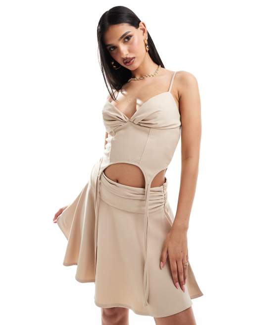Kyo The Brand - Top corset d'ensemble à fronces et bretelles fines - Camel