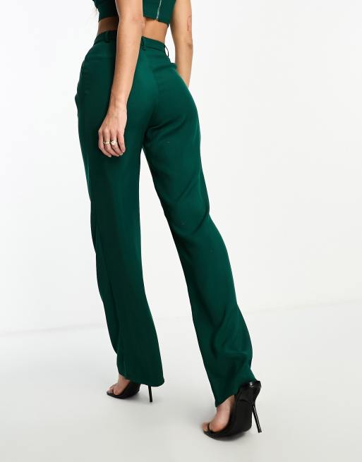 Kyo The Brand wide leg pants in emerald green - part of a set