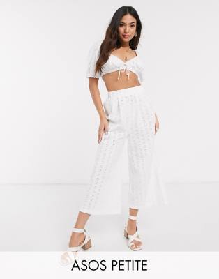 фото Кюлоты с вышивкой ришелье asos design petite-белый asos petite