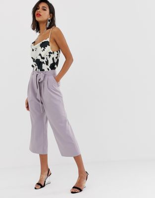 фото Кюлоты с завязкой на поясе asos design-фиолетовый