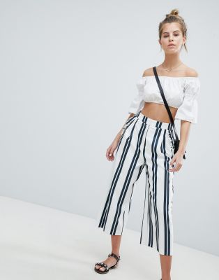 фото Кюлоты в полоску с рюшами на карманах asos design-мульти