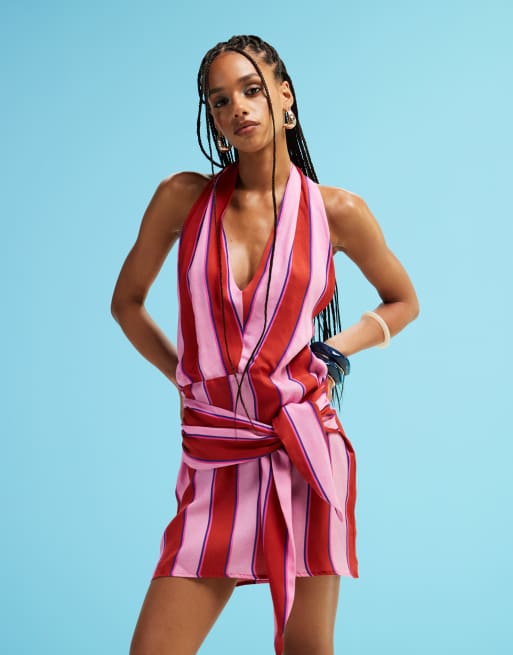LAAGAM amazona uma striped mini dress in pink
