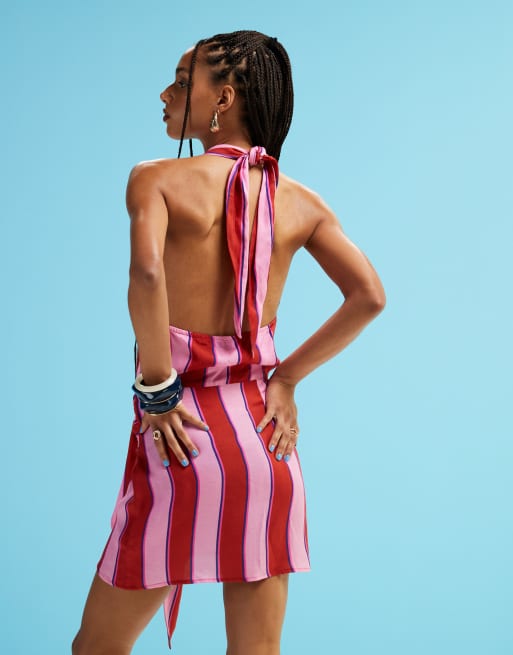 LAAGAM amazona uma striped mini dress in pink