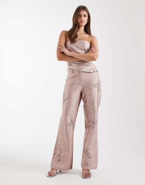 Laagam - Amelie - Parte de un conjunto - Pantalones color arena de tejido texturizado con lentejuelas - view 1