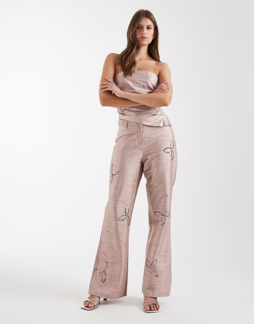 Laagam amelie textured sequin pants in sand (part of a set), 2 of 3