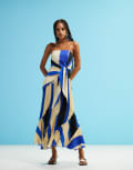 [Laagam] LAAGAM Aria bandeau striped midi dress in blue M BLUE