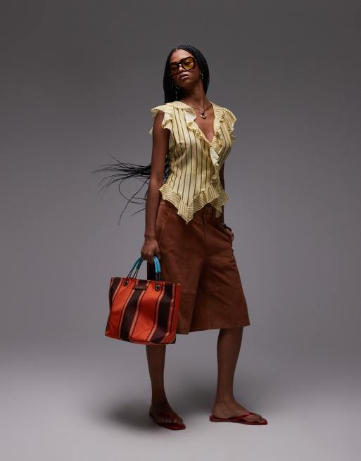 LAAGAM bettina yellow stripe ruffle blouse | ASOS