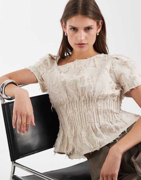 Laagam - Blusa blanco crudo con volantes Vaiana - view 1