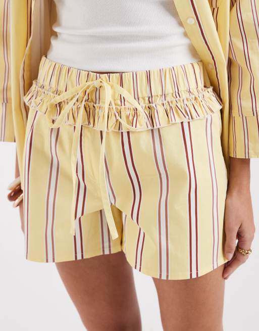Laagam caois poplin boxer shorts in buttermilk stripe (part of a set), 5 of 5