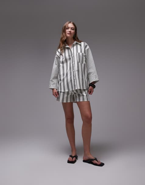 Laagam caos oversized poplin shirt in black and white - view 1