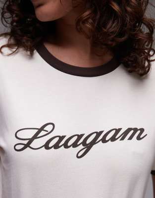 LAAGAM COTTON LOGO RINGER T-SHIRT 