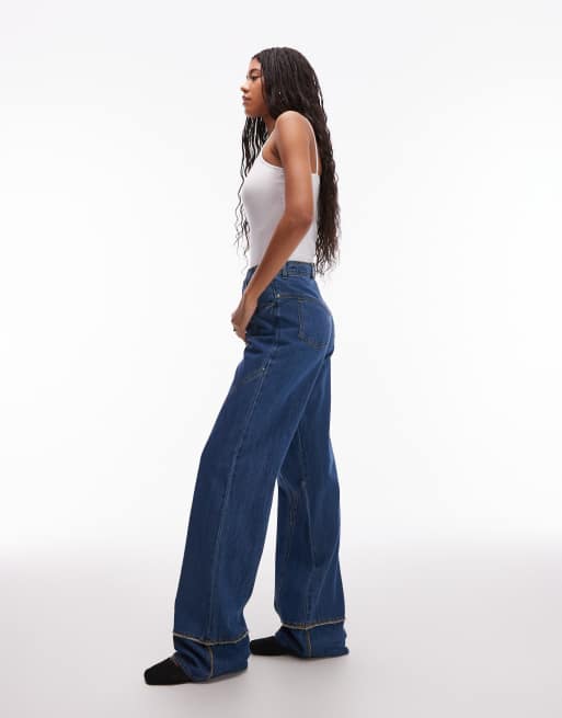 LAAGAM dallas turn-up wide leg jeans in indigo co-ord, 2 of 5