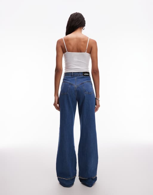 LAAGAM dallas turn-up wide leg jeans in indigo co-ord, 3 of 5