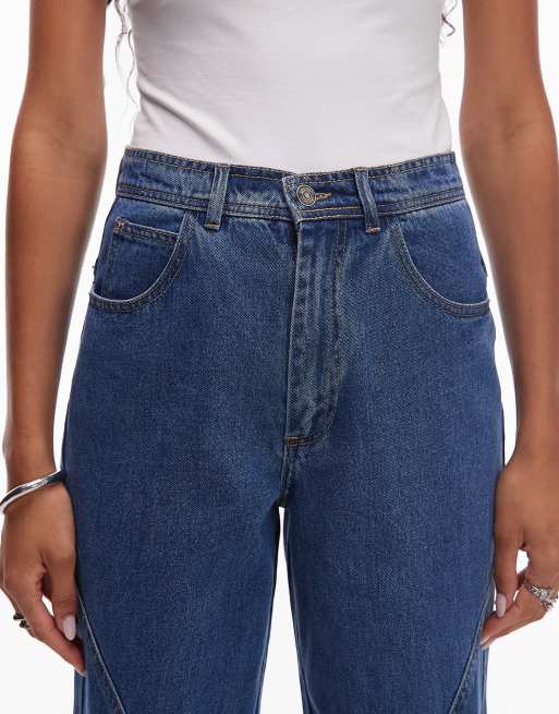 LAAGAM dallas turn-up wide leg jeans in indigo co-ord, 4 of 5