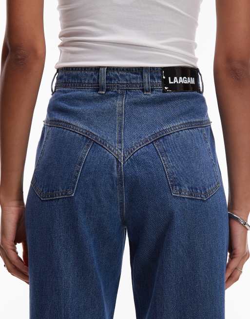 LAAGAM dallas turn-up wide leg jeans in indigo co-ord, 5 of 5