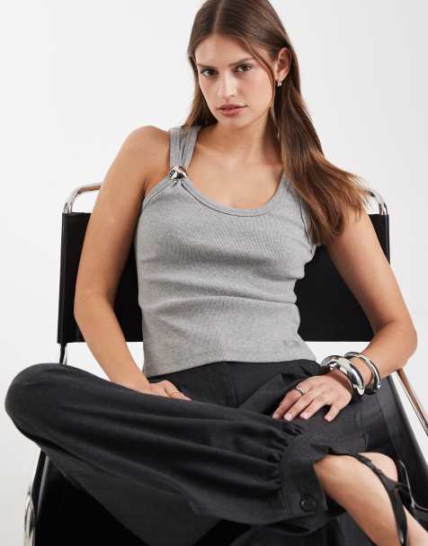 Laagam - Eden - Top senza maniche grigio con fibbia - view 1