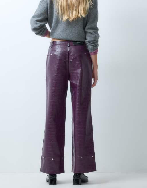 laagam elwyn textured wide leg pants in burgandy plum, 5 of 5
