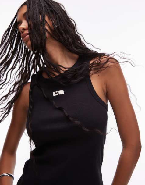 LAAGAM embroidered logo tank top in black
