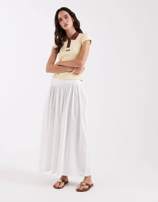 Laagam erya contrast polo top in buttermilk yellow and brown, 2 of 4