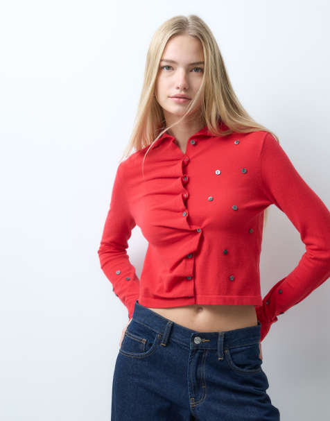 Laagam fia buttoned cardigan in red - view 1