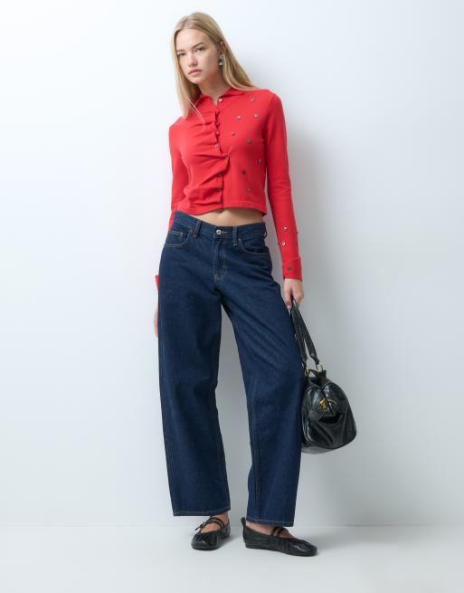 Laagam fia buttoned cardigan in red, 2 of 4