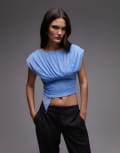 [Laagam] LAAGAM Gemini draped top in blue XS BLUE