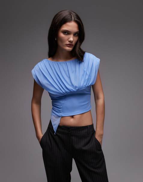 LAAGAM gemini draped top in blue