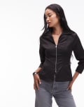 [Laagam] LAAGAM harlem zippered shirt in black L BLACK