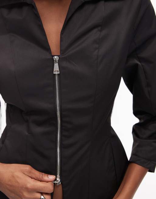 LAAGAM harlem zippered shirt in black, 3 of 4