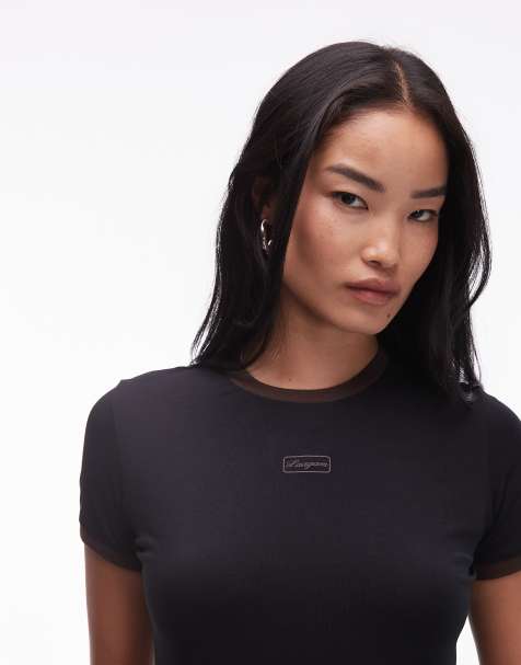 LAAGAM hera cotton logo ringer t-shirt in black - view 1