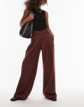 [Laagam] LAAGAM high waist asymmetric tailored pants in brown W40 BROWN