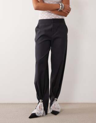 Laagam Ivah Tailored Pants With Lace Detail In Black