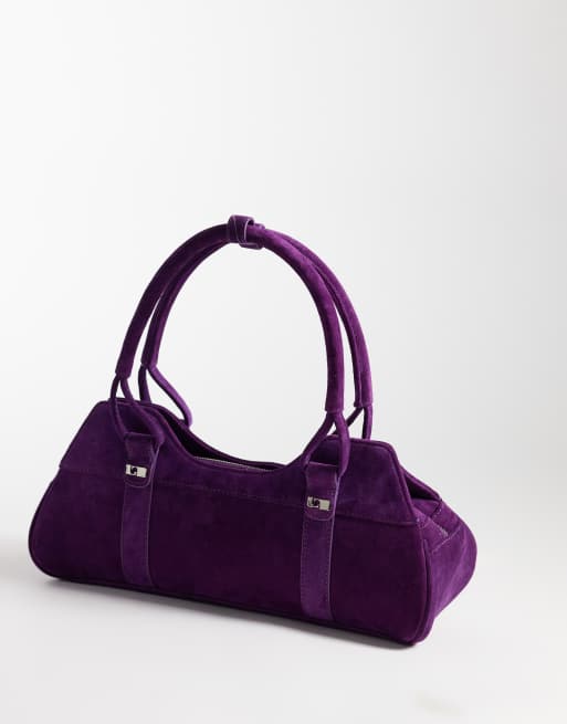 Laagam jane suede shoulder bag in aubergine purple, 4 of 4
