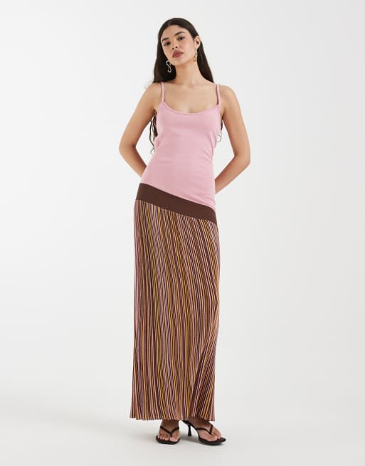 Laagam - Jara - Robe mi-longue asymétrique à taille basse - Rose multicolore