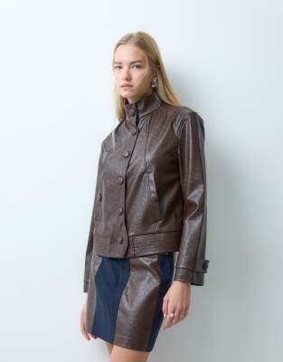 Laagam Jules Button Up Jacket In Brown