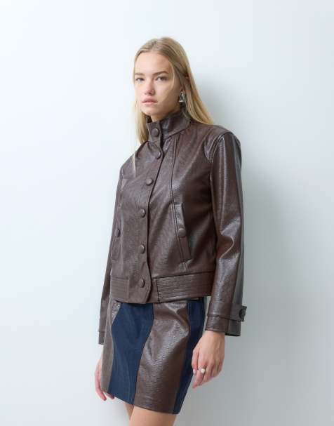 Laagam jules button up jacket in brown co-ord - view 1