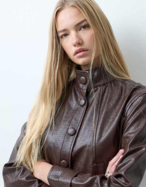 Laagam jules button up jacket in brown co-ord, 2 of 4