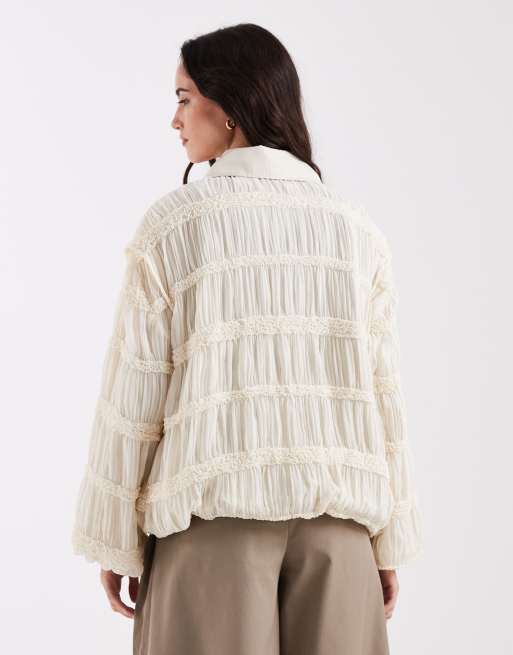 Laagam – Kiara – Strukturierte Bomberjacke in Ecru, 4 von 4