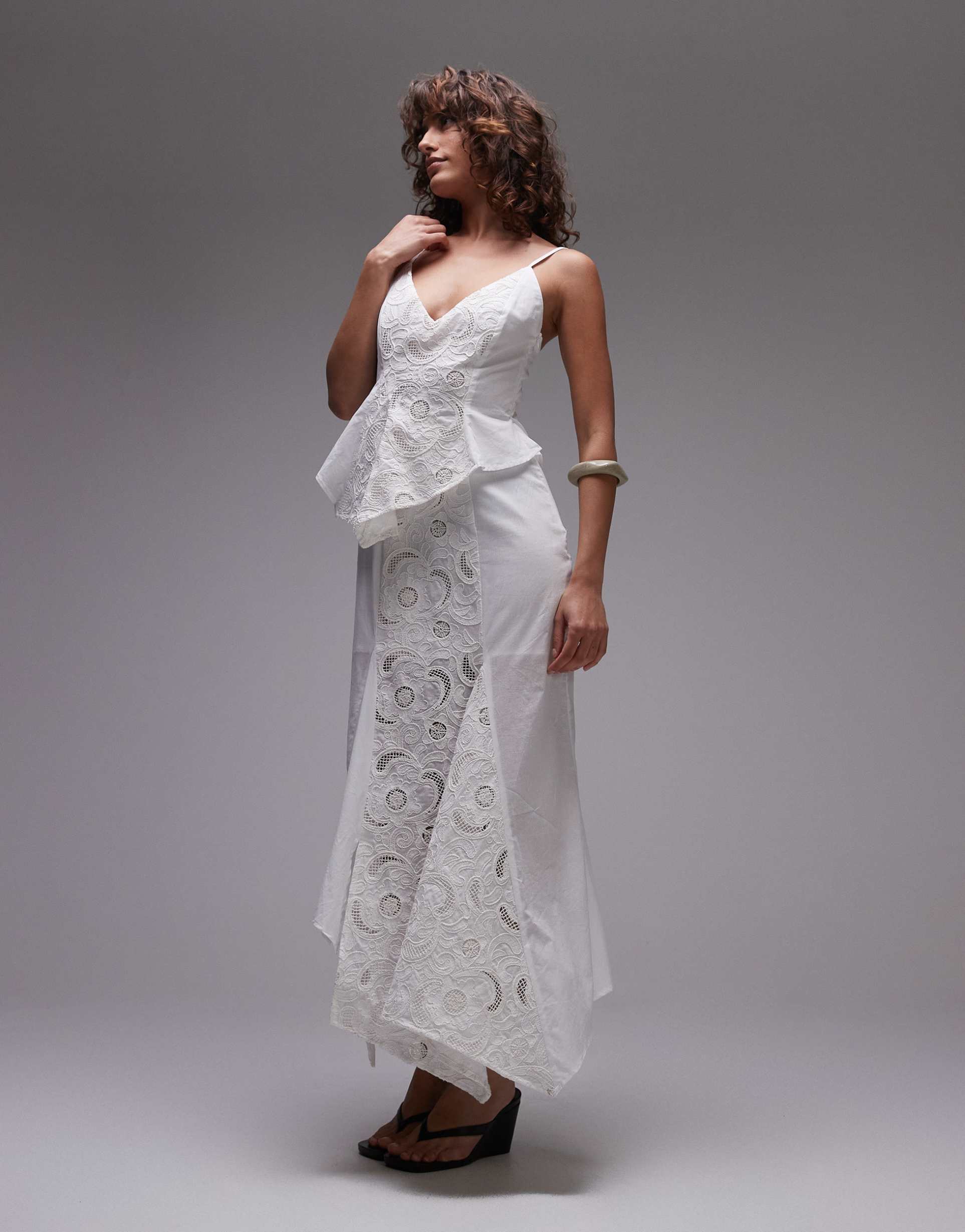 laagam lea midaxi dress in white lace