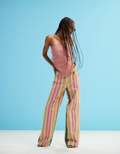 LAAGAM leroy brown striped twill pants - view 1