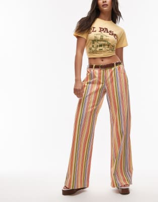 Laagam Leroy Yellow Striped Twill Pants-multi