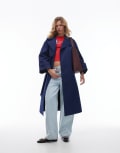 [Laagam] LAAGAM Londres oversized trench coat with tie in navy-Blue L NAVY