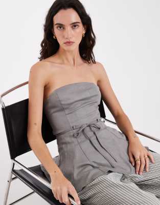 Laagam Laagam lucy bandeau tie front top in grey
